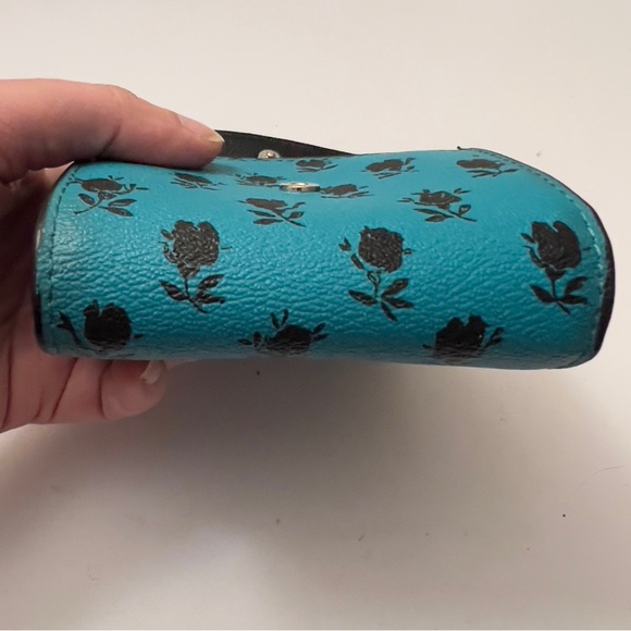 Coach Accordion Wallet In Badlands Floral Print Silver/Turquoise/Black F56723 - Picture 8 of 11